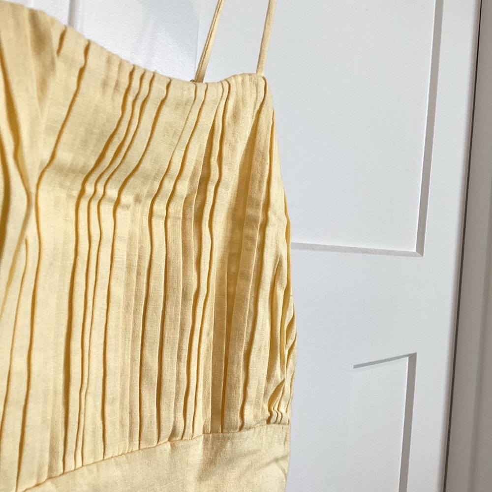 Anthropologie Sleeveless Linen Mini Dress Maeve Ophelia New 14 Butter Yellow - Picture 8 of 15